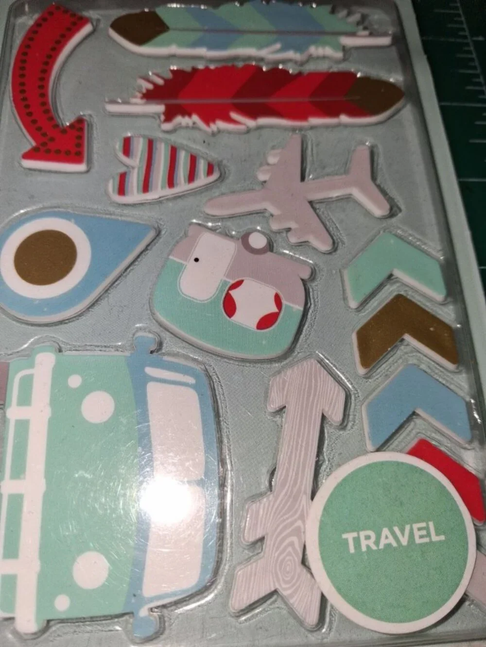 Crafter Scrapbook Destash Lot - Travel Letterboard Icons, 2x Dog Ribbons, Sequin